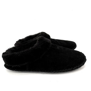 Minnetonka Slippers Womens 8 Black Suede Scuff Slip On Lined